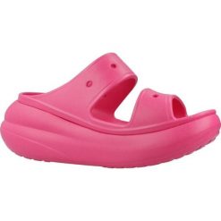 Sandały CROCS CRUSH SANDAL Rose. Czerwone sandały Crocs, bez wzorów, z gumy, bez obcasa, bez zapięcia. Za 246.99 zł.