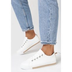 Białe Trampki. Białe trampki Born2be, bez wzorów, z materiału, sportowe, bez zapięcia. W wyprzedaży za 119.99 zł.