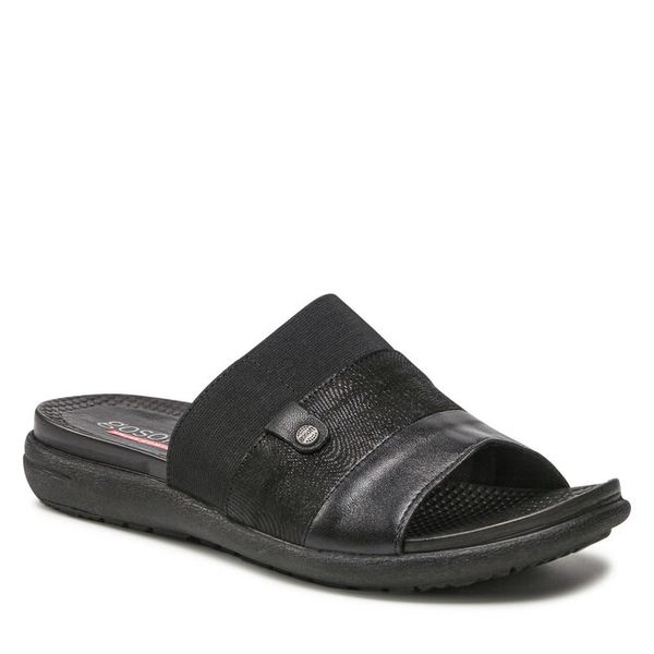 Klapki Go Soft. Czarne klapki GO SOFT, bez wzorów, bez obcasa, bez zapięcia. Za 74.99 zł.