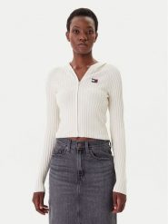 Tommy Jeans Kardigan DW0DW20974 Écru Slim Fit. Swetry Tommy Jeans, m, bez wzorów, z jeansu, bez ramiączek. Za 469.99 zł.