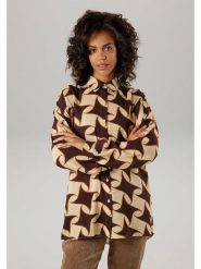 Aniston Bluzka w kolorze beżowo-brązowym rozmiar: 46. Brązowe bluzki Aniston, bez wzorów, z wiskozy, bez kołnierzyka, bez ramiączek. Za 89.95 zł.