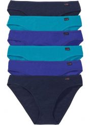 Figi z miękką bawełną (6 par). Niebieskie figi bonprix, z aplikacjami, z bawełny. Za 67.99 zł.