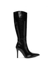 DeeZee Kozaki W4LD190602 Czarny. Czarne kozaki DeeZee, bez wzorów, z materiału, bez obcasa, na szpilce, bez zapięcia. Za 259.99 zł.