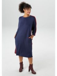 Aniston Sukienka w kolorze granatowym rozmiar: 50. Niebieskie sukienki Aniston, na co dzień, bez wzorów, bez kołnierzyka, bez ramiączek, midi, proste. Za 74.28 zł.