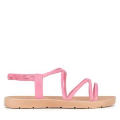 Sandały JENNY. Czerwone sandały Jenny, bez wzorów, bez obcasa, na płaskiej podeszwie, bez zapięcia. Za 39.99 zł.