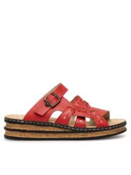 Rieker Klapki 62976-33 Czerwony. Czerwone klapki Rieker, bez wzorów, z syntetyku, bez obcasa, bez zapięcia. Za 279.99 zł.