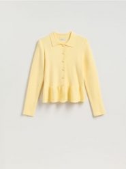 Sweter z baskinką - jasnożółty. Żółte swetry Reserved, l, bez wzorów, z dzianiny, bez ramiączek. Za 139.99 zł.