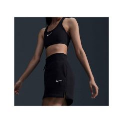 Biustonosz sportowy Nike średnie wsparcie. Czarne biustonosze sportowe Nike, bez wzorów, z materiału, na fitness i siłownię, dri-fit (nike). Za 141.00 zł.