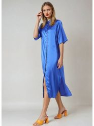 Monki Sukienka w kolorze niebieskim rozmiar: S. Niebieskie sukienki Monki, na co dzień, s, bez wzorów, bez kołnierzyka, bez ramiączek, maxi, proste. Za 43.99 zł.