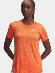 Under Armour Koszulka funkcyjna "Twist" w kolorze pomarańczowym rozmiar: M. Pomarańczowe t-shirty sportowe Under Armour, m, bez wzorów, z materiału, bez ramiączek, outdoorowe. Za 100.52 zł.