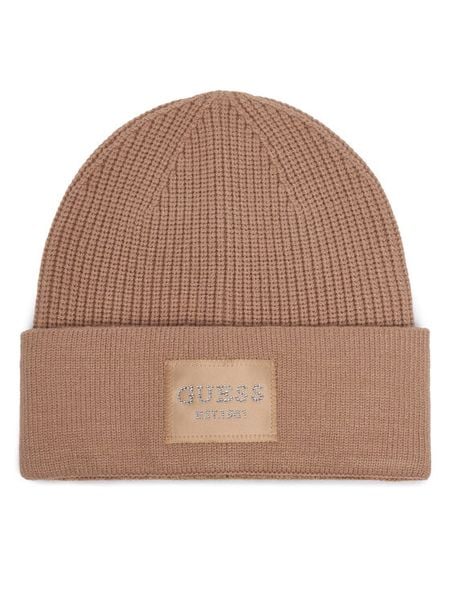 Guess Czapka AW5631 VIS01 Beżowy. Brązowe czapki zimowe Guess, z aplikacjami, z wiskozy. Za 154.99 zł.