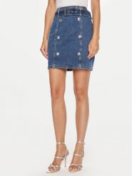 Guess Spódnica jeansowa W4YD0Q D55M0 Niebieski Regular Fit. Niebieskie spódnice Guess, m, z aplikacjami, z jeansu. Za 239.99 zł.