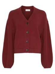 MOSS COPENHAGEN Kardigan "Zafina" w kolorze bordowym rozmiar: L/XL. Czerwone swetry Moss Copenhagen, l, bez wzorów, z bawełny, bez ramiączek. Za 262.29 zł.