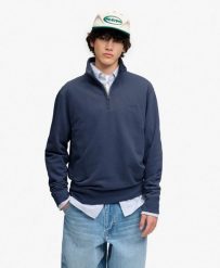 Superdry Bluza Essential Serif Logo z półsuwakiem – miękka, częściowo z. Niebieskie bluzy bez kaptura Superdry, s, bez wzorów, z bawełny, bez kaptura. Za 380.15 zł.