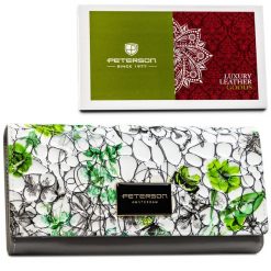 Portfel damski Peterson PTN PH24-LFL zielony. Zielone portfele Peterson, bez wzorów, ze skóry. Za 84.99 zł.