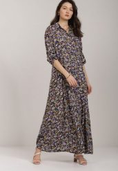 Fioletowa Sukienka Kelathyia. Fioletowe sukienki Renee, l, bez wzorów, eleganckie, bez kołnierzyka, bez ramiączek, maxi, koszulowe. W wyprzedaży za 99.99 zł.