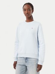Tommy Jeans Bluza Flag DW0DW19959 Niebieski jasny Regular Fit. Niebieskie bluzy Tommy Jeans, m, bez wzorów, z bawełny, bez ramiączek, bez kaptura. Za 289.99 zł.