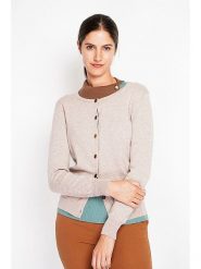 ASSUILI Kardigan w kolorze beżowym rozmiar: 34. Brązowe swetry Assuili, bez wzorów, klasyczne, bez ramiączek. Za 113.99 zł.