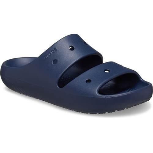 Klapki damskie Crocs Classic V2. Niebieskie klapki Crocs, bez wzorów, z materiału, bez obcasa, bez zapięcia. Za 209.99 zł.