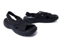 ROCK SPRING DAKOTA black, sandały damskie. Czarne sandały Rock Spring, bez wzorów, rockowe, bez obcasa, bez zapięcia. Za 219.90 zł.