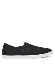 Tommy Hilfiger Tenisówki Canvas Slip-On Sneaker FW0FW08640 Czarny. Czarne trampki Tommy Hilfiger, bez wzorów, z materiału, bez zapięcia. Za 199.99 zł.