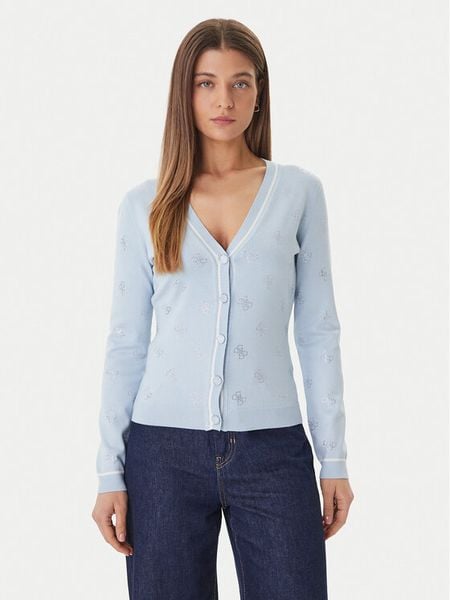 Guess Kardigan W6GR18 Z0605 Niebieski Regular Fit. Niebieskie swetry Guess, m, z aplikacjami, z wiskozy, bez ramiączek. Za 382.99 zł.