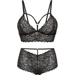 Biustonosz + figi panty "ouvert" (2 części) bonprix czarny. Bokserki damskie marki bonprix. Za 74.99 zł.