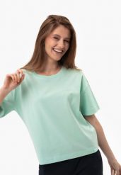 Gładki t-shirt, Comfort Fit, T-RODOS. Zielone t-shirty Volcano, l, z aplikacjami, z bawełny, bez kołnierzyka, bez ramiączek. Za 59.99 zł.