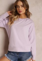 Fioletowa Bluza z Długim Rękawem i Okrągłym Dekoltem Miyoko. Fioletowe bluzy Renee, xs, bez wzorów, z dzianiny, casualowe, bez ramiączek, bez kaptura. W wyprzedaży za 31.99 zł.