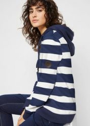 Bluza z kapturem z czystej bawełny. Niebieskie bluzy bonprix, bez wzorów, z bawełny, bez ramiączek, z kapturem. Za 179.99 zł.