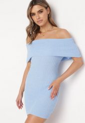 Jasnoniebieska Elastyczna Sukienka Mini Hiszpanka o Taliowanym Kroju Arivens. Niebieskie sukienki Born2be, bez wzorów, bez kołnierzyka, bez ramiączek, mini. Za 129.99 zł.