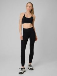 4F Legginsy treningowe bezszwowe damskie - czarne M/L. Czarne legginsy 4f, bez wzorów, ze skóry, sportowe, długie. Za 129.99 zł.
