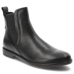 Czarne Botki Marco Tozzi Damskie Modne Obuwie Jesienne. Czarne botki Marco Tozzi, bez wzorów, z materiału, bez obcasa, bez zapięcia. Za 329.00 zł.