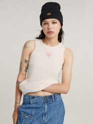 G-Star Top w kolorze białym rozmiar: L. Białe topy G-Star, l, bez wzorów, z bawełny, retro, bez kołnierzyka, bez ramiączek. Za 48.28 zł.
