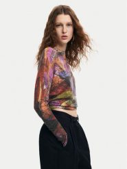 Desigual Sweter Camo Petals 24WWJF75 Kolorowy Regular Fit. Zielone swetry Desigual, l, bez wzorów, z syntetyku, bez ramiączek. Za 199.99 zł.