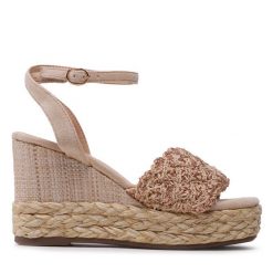 Sandały Alma Blue. Brązowe sandały Alma Blue, bez wzorów, bez obcasa, na koturnie, bez zapięcia. Za 229.99 zł.