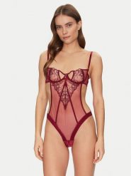 Hunkemöller Body Scarlett 301036 Bordowy. Czerwone body i gorsety Hunkemöller, bez wzorów, z syntetyku, bez ramiączek. Za 129.99 zł.