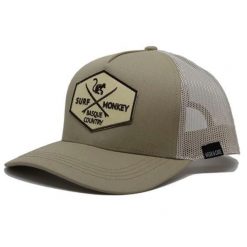Czapka Trucker - 5 Paneli / Z Recyklingu (Beżowy/Kaki). Zielone czapki z daszkiem SURF MONKEY, z aplikacjami, z bawełny. Za 159.95 zł.