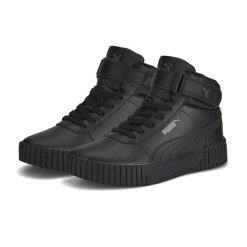 Buty do chodzenia Puma CARINA 2.0 MID JR. Czarne buty treningowe Puma, bez wzorów, z gumy, bez zapięcia, trekkingowe. Za 208.00 zł.