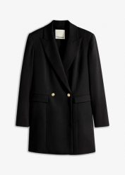 Długi żakiet z dekoracyjnymi guzikami. Czarne marynarki i żakiety bonprix, bez wzorów, eleganckie, bez ramiączek. Za 219.99 zł.