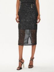 Fracomina Spódnica midi FQ24SG2001W707N6 Czarny Regular Fit. Czarne spódnice Fracomina, bez wzorów, z syntetyku, midi. Za 319.99 zł.