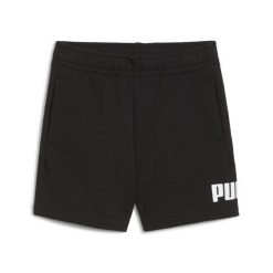 Dziecięce szorty ESS z logo No. 1 PUMA Black. Czarne szorty Puma, bez wzorów, z gumy, sportowe. Za 89.00 zł.