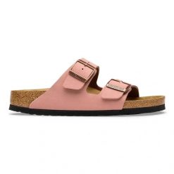 BIRKENSTOCK Arizona BFBC Pink Clay Klapki damskie. Czerwone klapki Birkenstock, bez wzorów, z jeansu, klasyczne, bez obcasa, bez zapięcia. Za 379.99 zł.