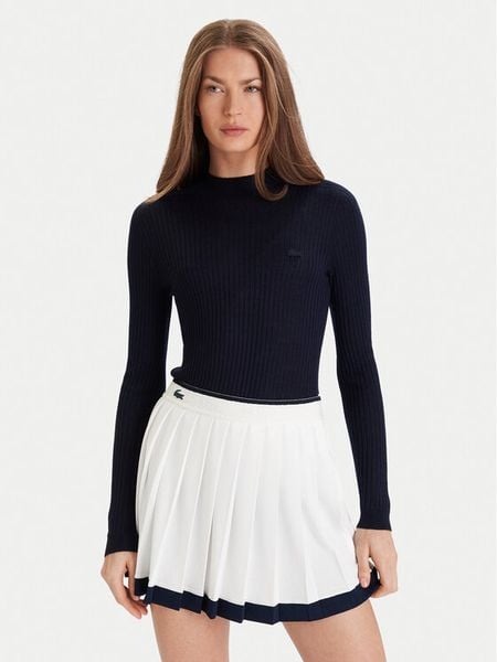 Lacoste Sweter AF4189 Granatowy Slim Fit. Niebieskie swetry Lacoste, bez wzorów, z wełny, bez ramiączek. Za 404.99 zł.