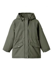 Name it Parka "Marlow" w kolorze khaki rozmiar: 134. Brązowe płaszcze Name it, z aplikacjami, ze skóry, bez kaptura. Za 122.38 zł.