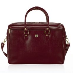 Skórzana torba damska na laptopa Solier FG05 czerwona. Czerwone torby na laptopa Solier, bez wzorów, ze skóry, na ramię. Za 448.99 zł.
