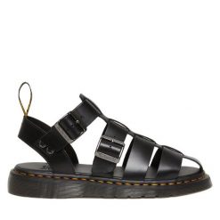Sandały Dr. Martens. Czarne sandały Dr Martens, bez wzorów, bez obcasa, na płaskiej podeszwie, bez zapięcia. Za 849.99 zł.