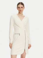 DKNY Sukienka koktajlowa DD4JI62A Écru Slim Fit. Sukienki DKNY, bez wzorów, z syntetyku, wizytowe, bez kołnierzyka, bez ramiączek. Za 409.99 zł.