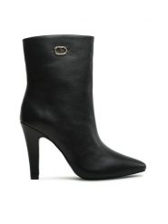TWINSET Botki 232TCP172 Czarny. Czarne botki Twinset, bez wzorów, ze skóry, bez obcasa, na szpilce, bez zapięcia. Za 619.99 zł.