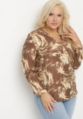 Brązowa Koszula z Wiskozą w Abstrakcyjny Print z Podpinanymi Rękawami Asapis. Brązowe koszule Born2be, plus size, bez wzorów, z jeansu, eleganckie, bez kołnierzyka, plus size, bez ramiączek. W wyprzedaży za 63.74 zł.